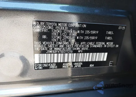 2025 Toyota Rav4 Plug-In Hybrid Xse z USA, uszkodzony, nr VIN JTMFB3FV7SD277216